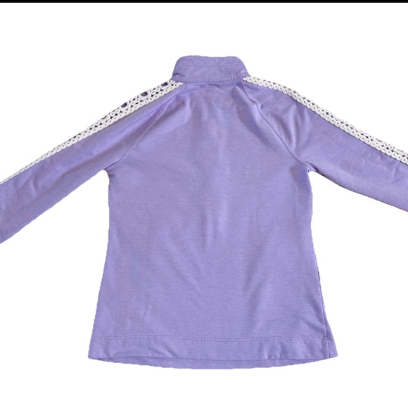 Lilly Pulitzer Heathered Lilac Purple Lace Sleeves Skipper Quarter Zip Small - Picture 6 of 8
